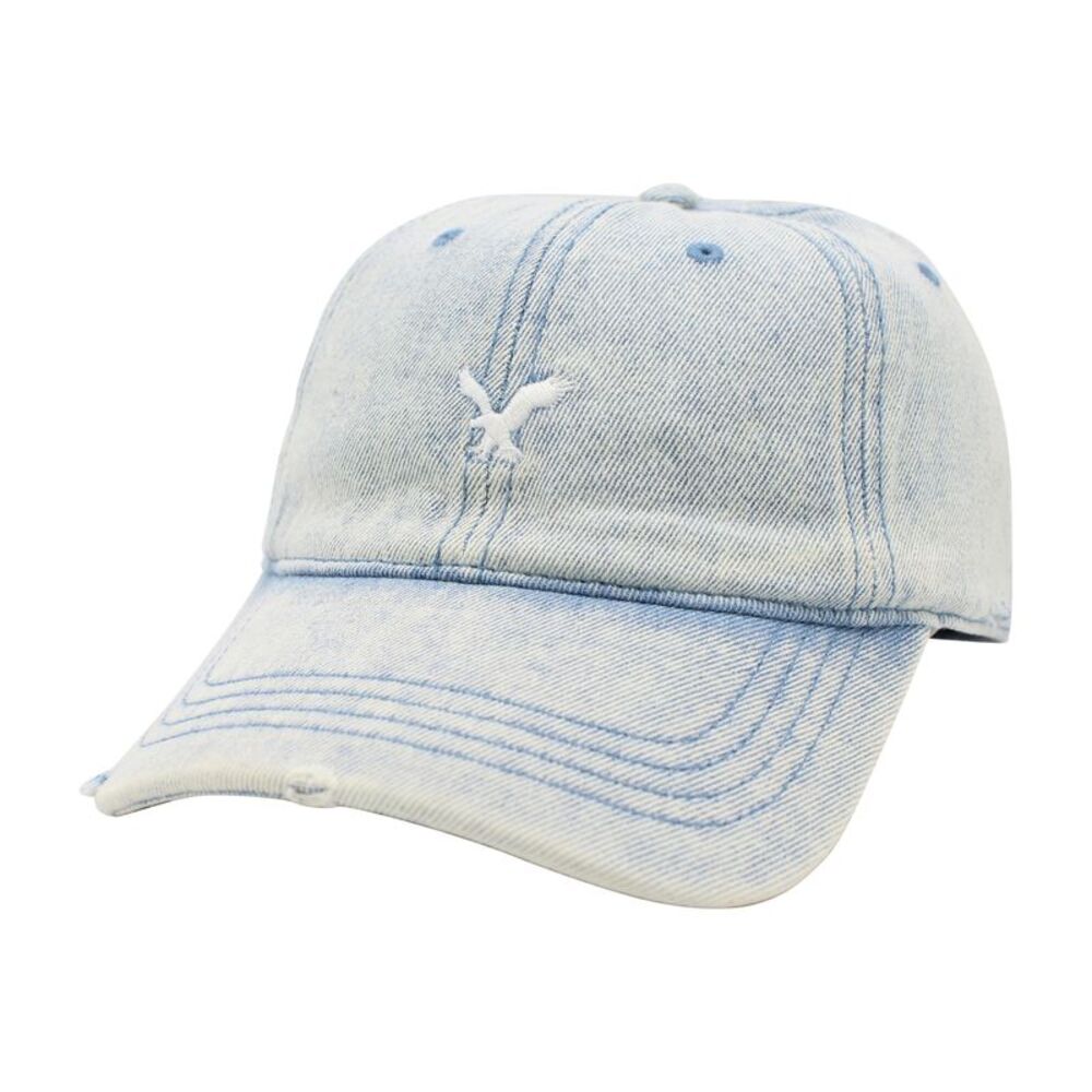 American Eagle Unisex-Adult Logo Denim Wash Srapback Baseball Cap, NWT
